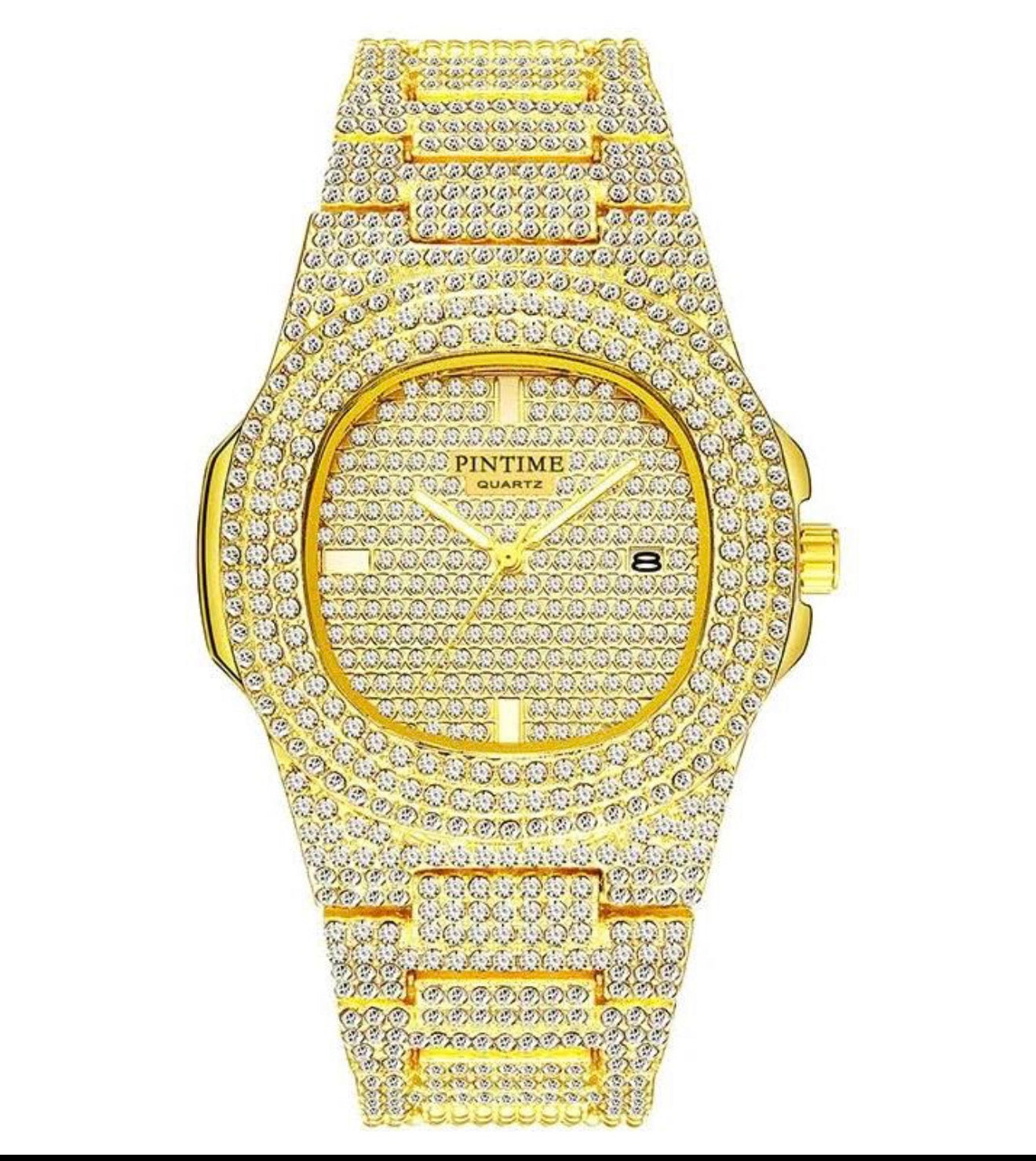 Luxury Iced-Out Waterproof Watch – Diamond Stainless Steel Designer Timepiece