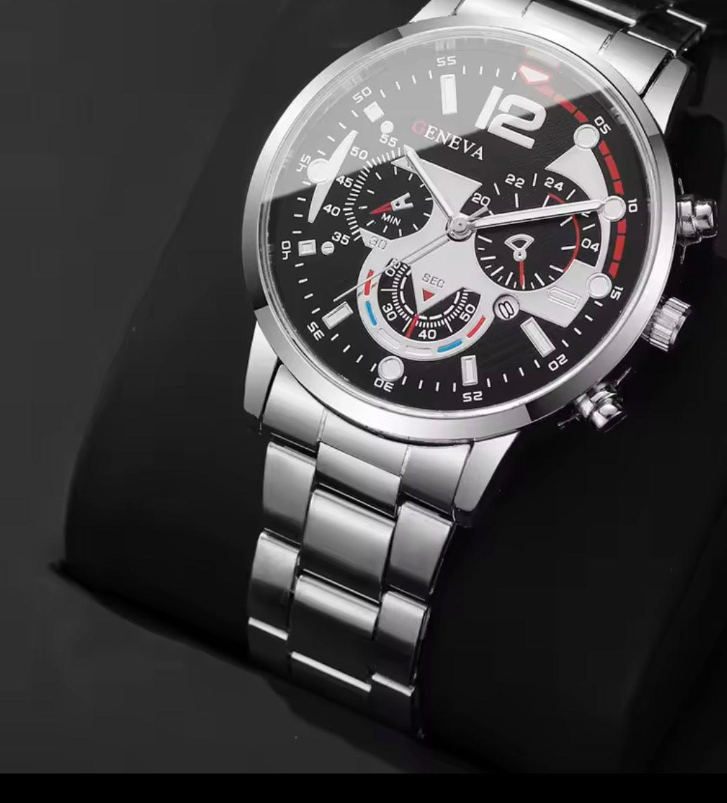4pc High-End Luxury Watches Bundle – Elegant Bulk Timepiece Set (Gold, Silver & Black)