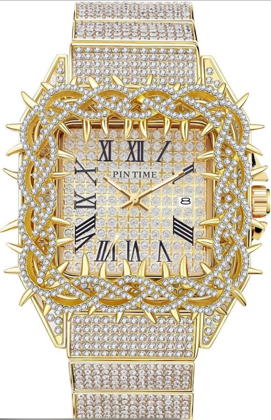 Luxury Hip-Hop Iced Watch – Diamond Gold Designer Statement Timepiece