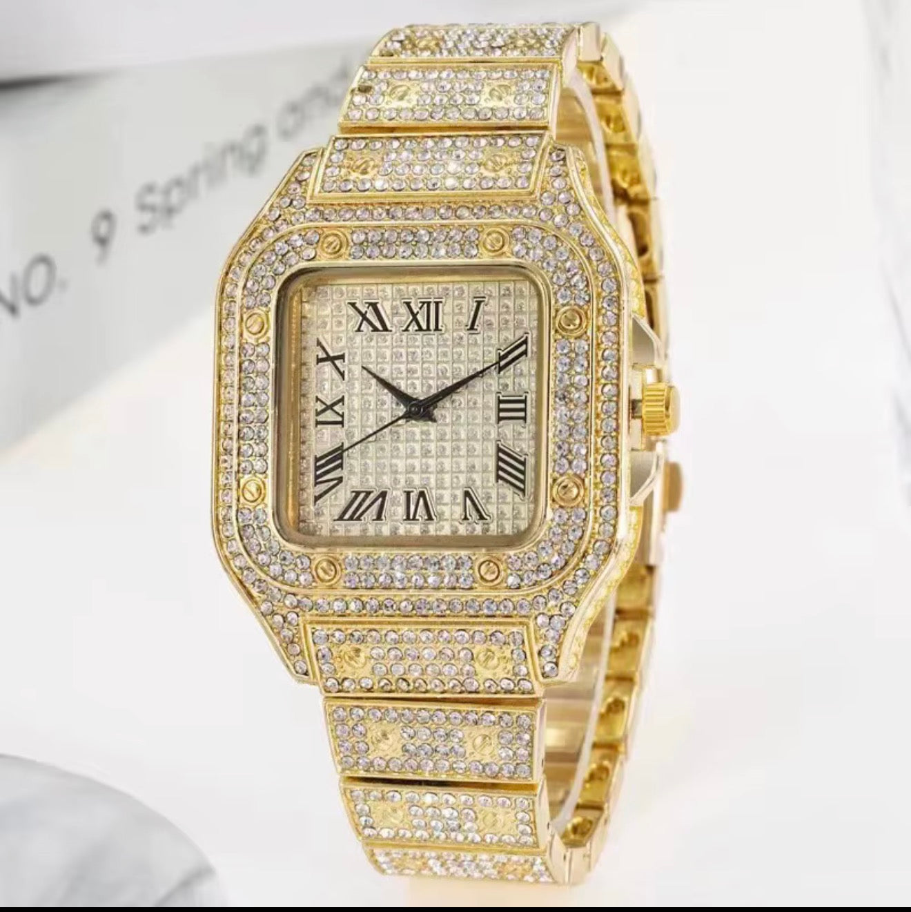 Luxury Iced-Out  Watches for Men & Women – Premium Diamond Crystal Square Timepiece | Designer Style Statement Wristwatch