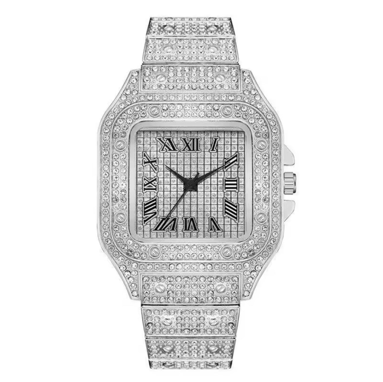 Luxury Iced-Out  Watches for Men & Women – Premium Diamond Crystal Square Timepiece | Designer Style Statement Wristwatch