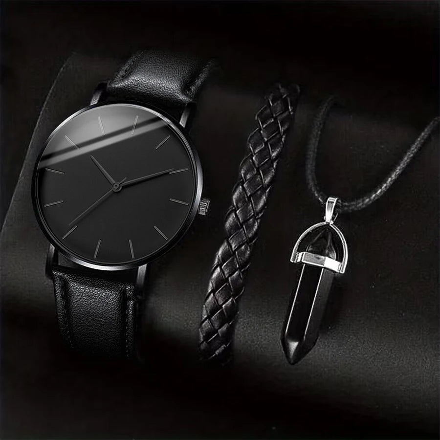 Classic Leather Everyday Timepiece Set